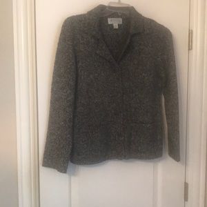 Black/gray tweed long sleeve jacket with 2 pockets